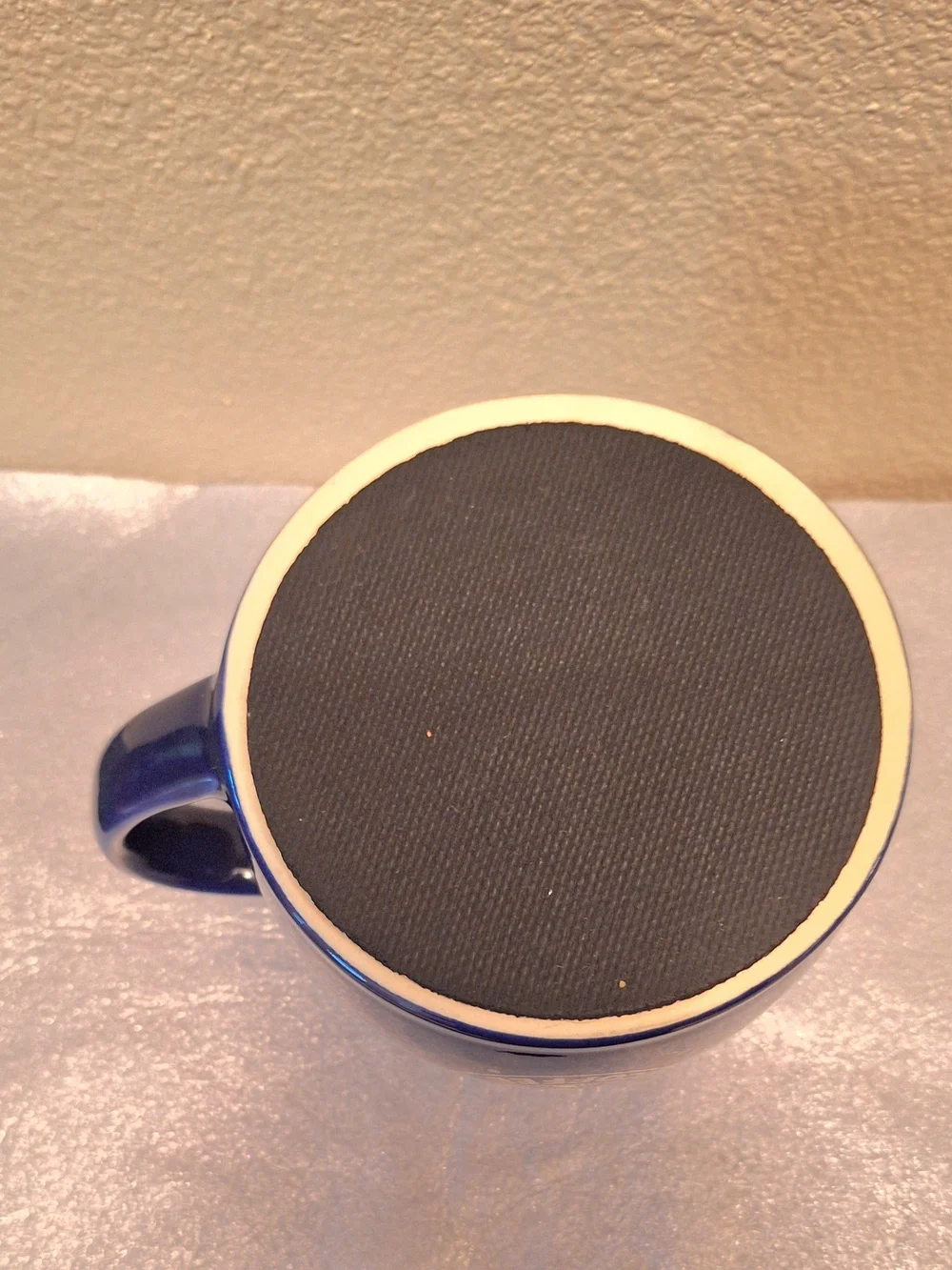 Vintage Starbucks Blue FAT Boy Travel Mug & Lid. Ceramic With Gold Logo